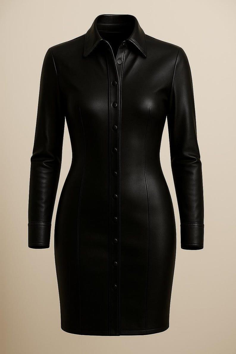 leather long sleeve bodycon dress Black Shirt – Mini Clubwear classy black leather dress