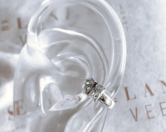 The Ethereal Ear Cuff in Sterling Silver with White Cubic Zirconia Stones