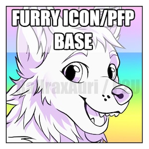 Furry PFP or Icon base! Ych, lineart, color in, canine, fursona, wolf, coloring page, download