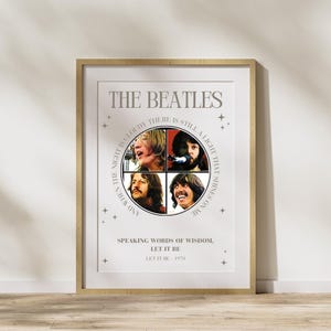 The Beatles &quot;Let It Be&quot; Lyric Poster | Digital Download Wall Art | Retro Music Print | Speaking Words of Wisdom Printable Decor