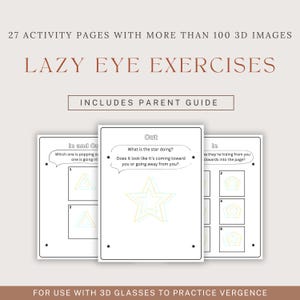 子供向け3D視覚トレーニング用印刷可能ページ、トラナグリフページ、弱視エクササイズ（デジタルダウンロード）