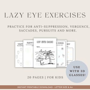 Kids Vision Training Workbook, Lazy Eye and Eye Turn Exercises (Printable Download)