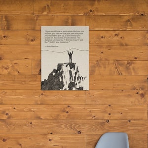 Canvas Art Print with Motivational Quote - Man on Mountain - Man Cave Decor - Masculine Wall Art - “The Victory You Hoped For”