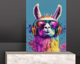 DJ Llama Art Print – Colorful Pop Art, Urban Wall Decor