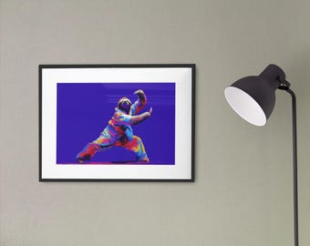 Lámina artística de perezoso de Kung Fu, obra de arte colorida, decoración divertida, arte pop