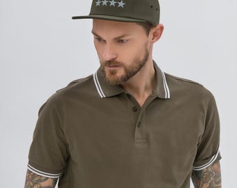 Gorra de cinco paneles con 4 estrellas bordadas, estilo militar
