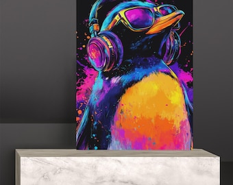 DJ Penguin Art Print – Pop Art Style, Urban Wall Decor