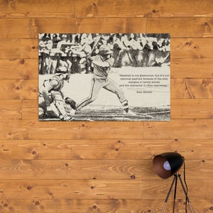 Canvas Print - Baseball Image with Iconic Quote - Man Cave Decor - Rustic Design - Masculine Wall Art - “National Pastime”