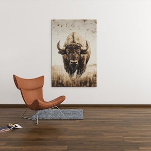American Buffalo Art Print, Old West Wall Decor, Cowboy, Western, Wild, Lodge, Cabin, Rustic, Man Cave - “American Buffalo 3”