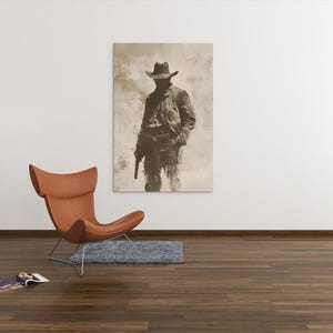 American Cowboy Art Print, Old West Wall Decor, Outlaw, Cowboy, Gunfighter, Western, Wild, Lodge, Cabin, Rustic, Man Cave - “Outlaw 3”