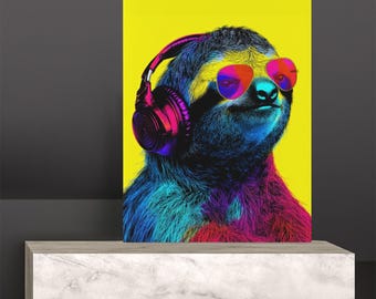 Impresión de arte pop de DJ Sloth, decoración de pared urbana colorida