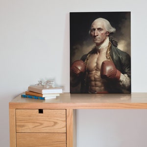 Canvas Art Print - George Washington - Buff Boxer - Man Cave Decor - Masculine Wall Art - “Fightin’ George”