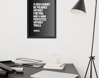 Póster enmarcado, citas de los estoicos, Séneca, oficina en casa, cueva de hombre, motivacional, estilo minimalista, decoración de pared