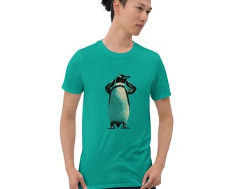 Camiseta de pingüino posando, animal divertido, diseño aleatorio, camiseta gráfica