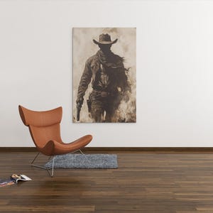 American Cowboy Art Print, Old West Wall Decor, Outlaw, Cowboy, Gunfighter, Western, Wild, Lodge, Cabin, Rustic, Man Cave - “Outlaw 2”