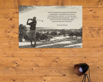 Canvas Print - Golf Image with Iconic Quote - Man Golfing - Man Cave Decor - Rustic Design - Masculine Wall Art - “The Greatest Game”