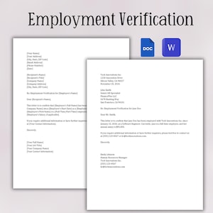 Carta de verificación de empleo / Verificación de empleo / Plantilla de RR. HH. / Verificación de salario / Formularios de nuevas contrataciones / Formularios de nuevos empleados