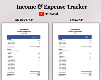 Small Business Expense Tracker Excel | Excel Small Business Spreadsheet | Monthly Income and Expenses Tracker | Expense Digital Tracker