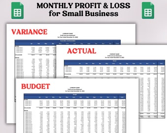 Printable Profit and Loss Form | Profit and Loss Statement Template | Profit and Loss Template for Small Business | Income Statement Form