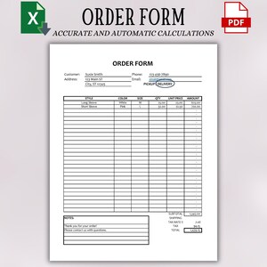 Order Form Template Printable Order Form Purchase Order Form