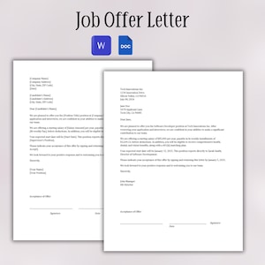 Plantilla de carta de oferta de trabajo / Carta de oferta de empleo / Formulario de nueva contratación / Plantilla de carta de empleo de RR. HH. / Confirmación de trabajo / Plantilla de oferta de trabajo