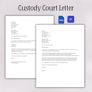 Carta de custodia judicial / Carta de referencia de carácter / Carta de recomendación de carácter para juez / Carta al juez / Referencia legal