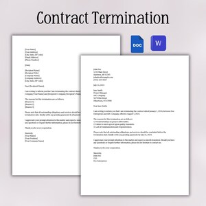 Plantilla de carta de terminación de contrato / Carta de cancelación / Carta de cancelación de contrato / Aviso de terminación / Carta de cancelación de acuerdo