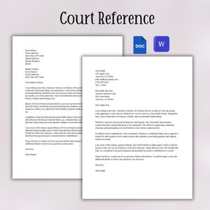Carta de referencia de carácter/Carta de carácter judicial/Carta de recomendación de carácter para juez/Carta al juez/Referencia legal