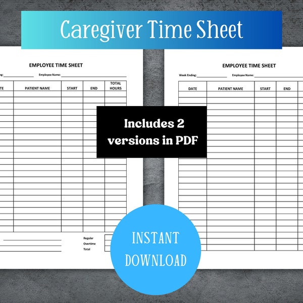 Caregiver Time Sheet - Etsy