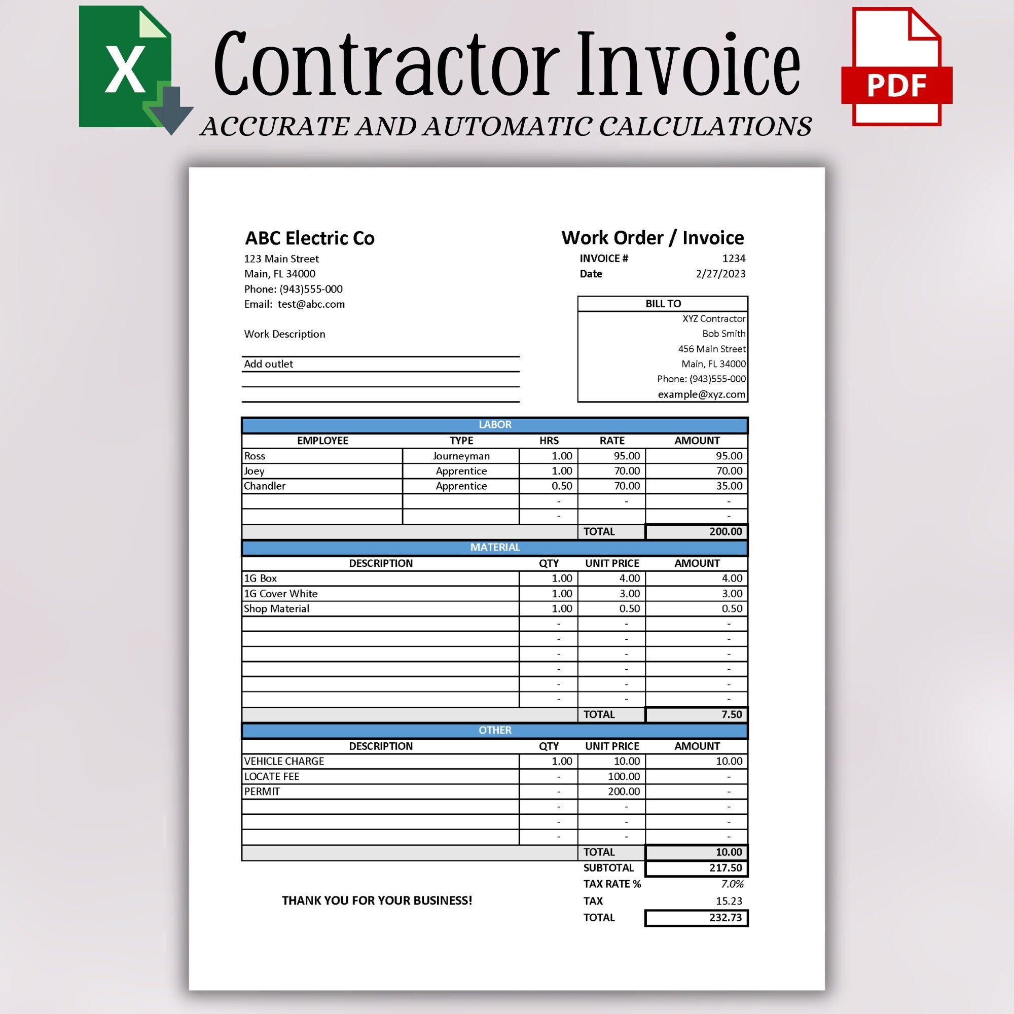 Blank Contractor Invoice Blank Contractor Invoice