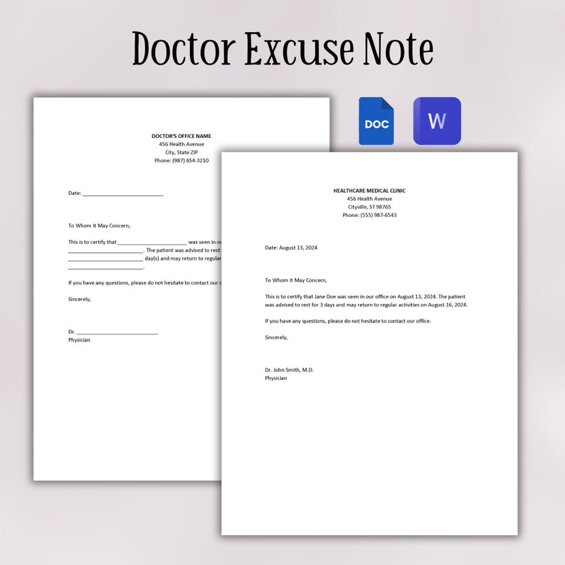 Editable Doctor Excuse Note Template Printable Doctor #39 s Note Doctor Editable Doctor Excuse Note Template Printable Doctor #39 s Note Doctor
