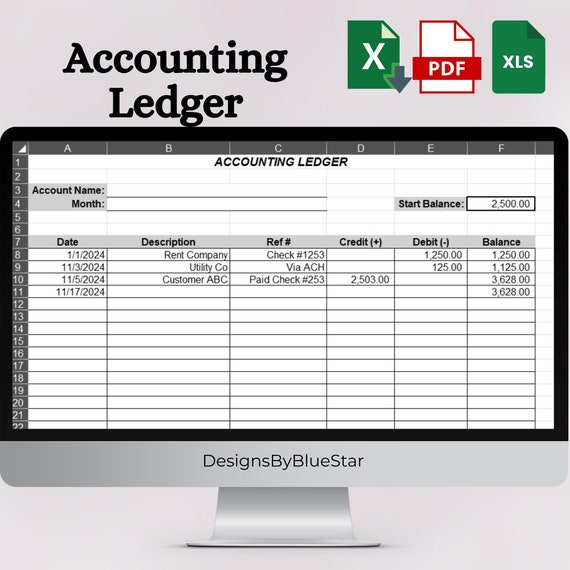 Printable Accounting Ledger | General Ledger Sheet | Account Tracker | Account Reconciliation | Business Ledger | Bookkeeping Ledger