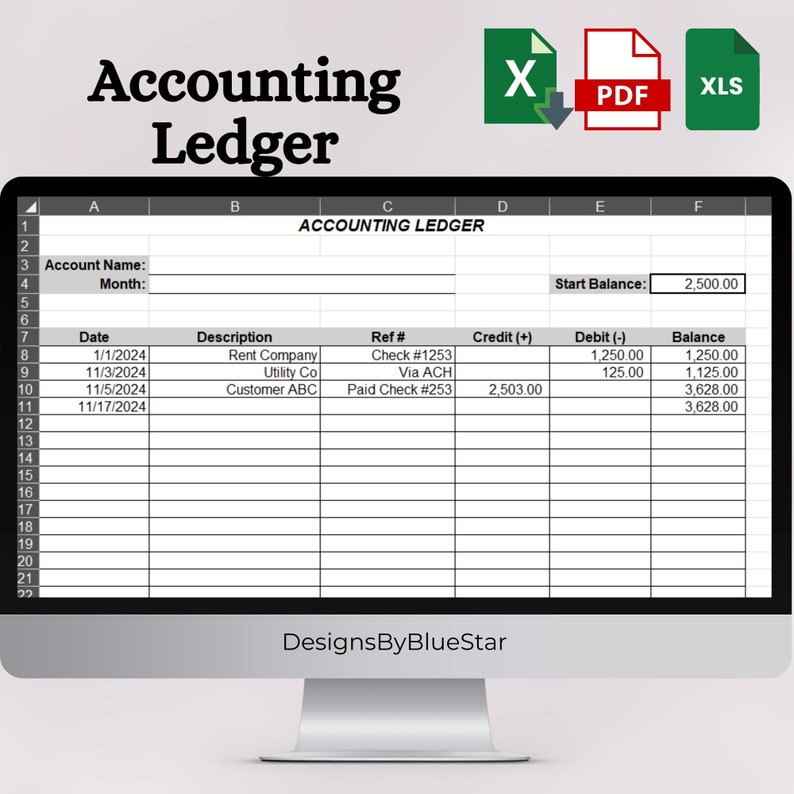 Printable Accounting Ledger | General Ledger Sheet | Account Tracker | Account Reconciliation | Business Ledger | Bookkeeping Ledger image 1