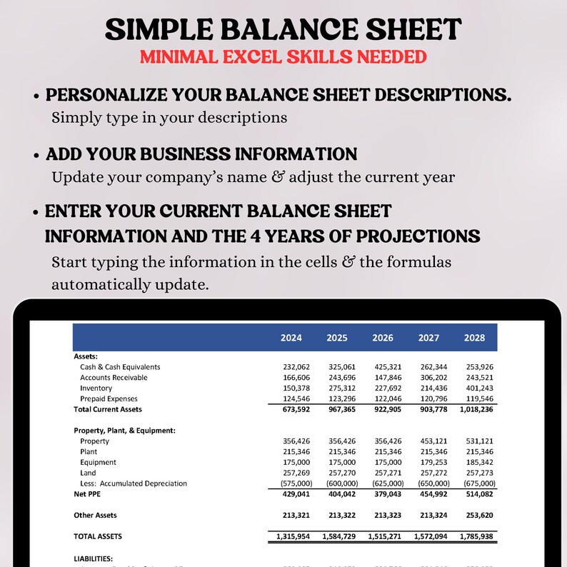 Balance Sheet Excel Spreadsheet | Statement of Financial Position ...