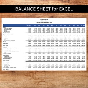 Monthly Balance Sheet Balance Sheet Template Balance Sheet in Excel Small Business Balance Sheet Statement of Financial Position image 2