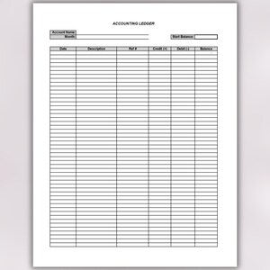 Printable Accounting Ledger | General Ledger Sheet | Account Tracker | Account Reconciliation | Business Ledger | Bookkeeping Ledger image 3
