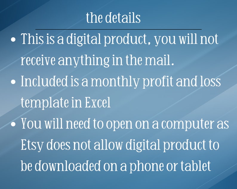 Monthly Income Statement Template Excel Business Templates Etsy