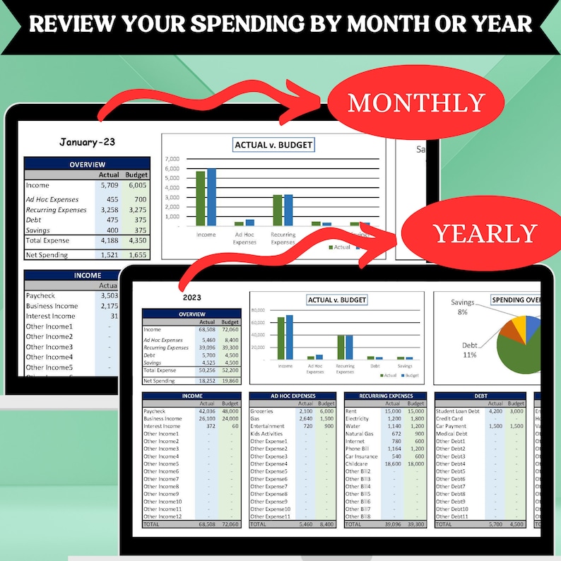 Income and Expense Tracker | Excel Personal Finance Spreadsheet ...