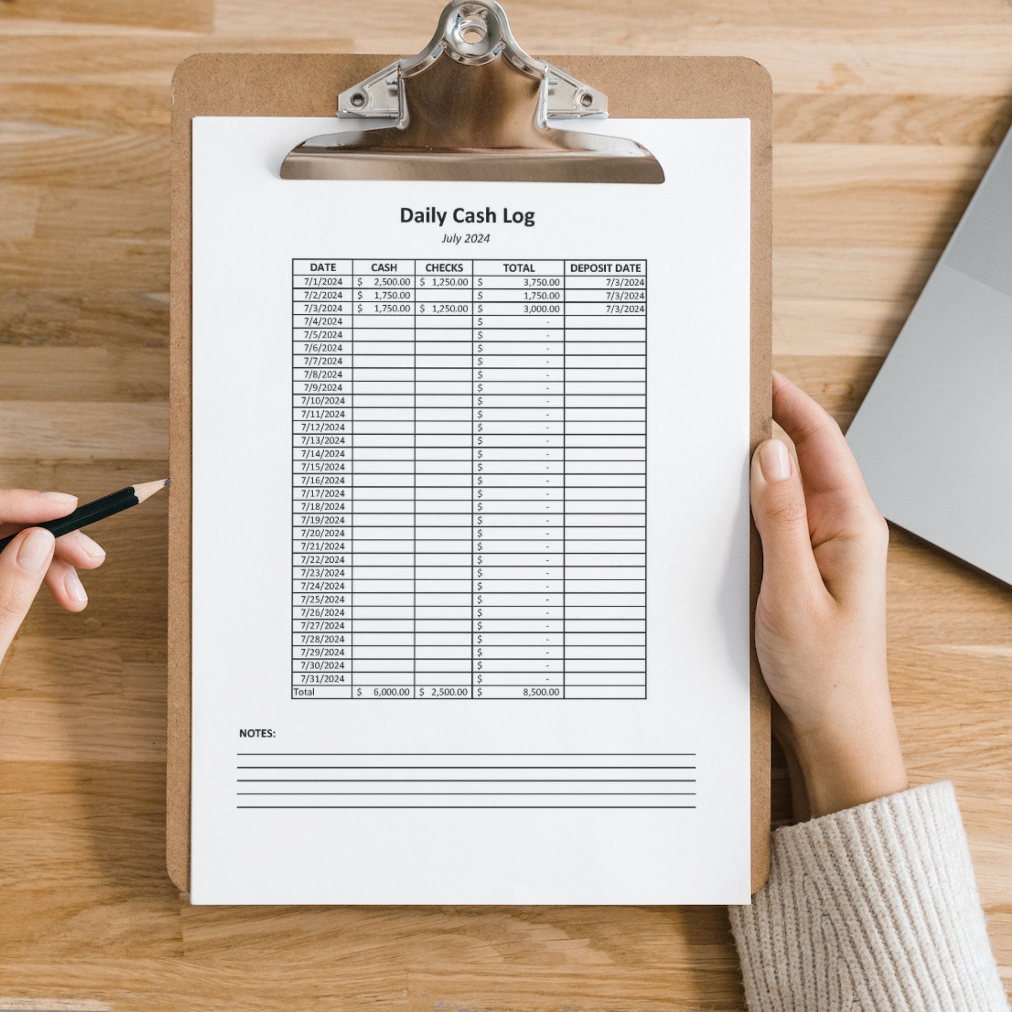 Bank Account Tracker Printable Form Bank Deposit Log Cash Log Book Cash