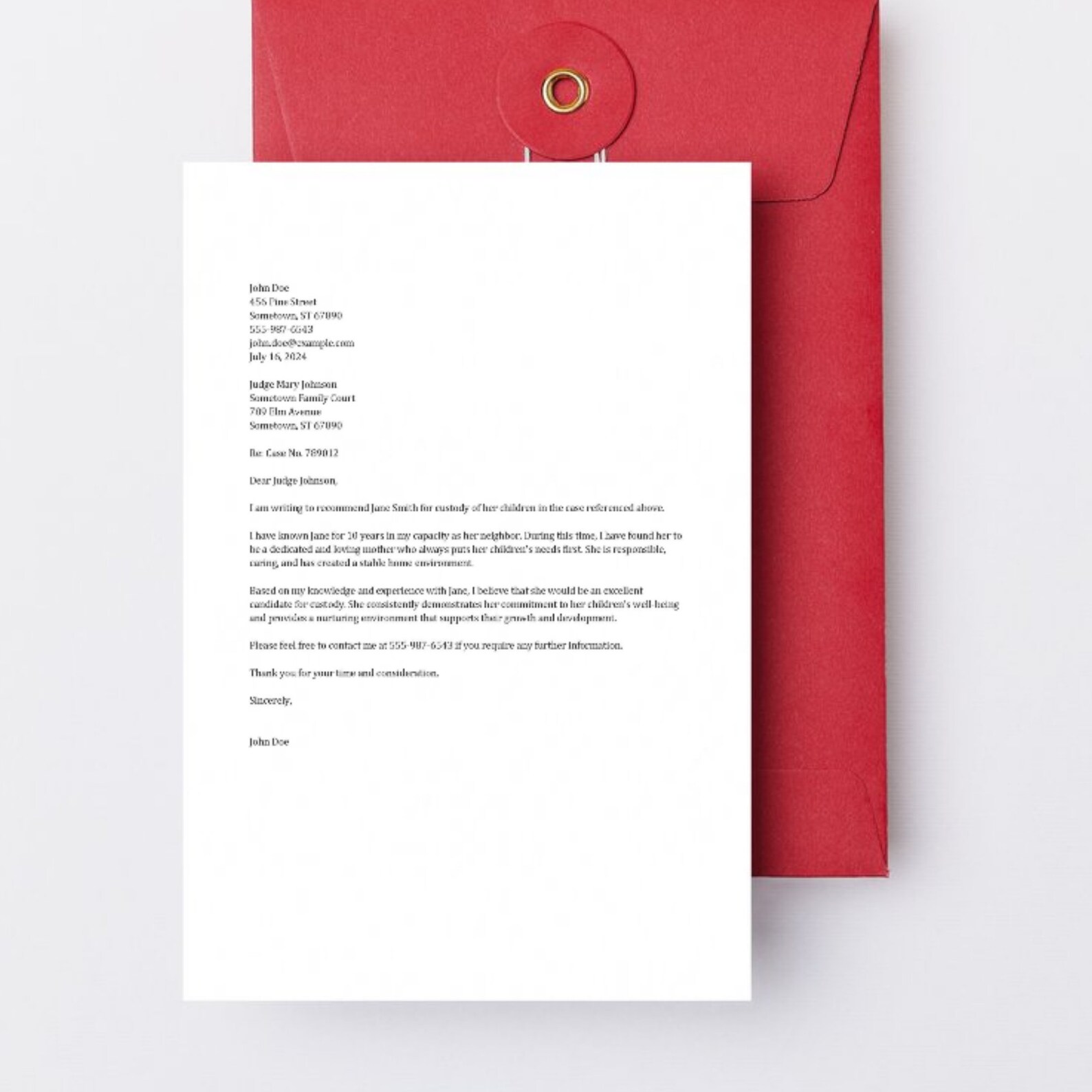 Character Reference Letter | Court Character Letter | Character ...