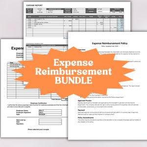BUNDLE Printable Expense Report Policy and Forms | Editable Employee Reimbursement Expenses | Employee Travel Expense | HR Templates & Forms