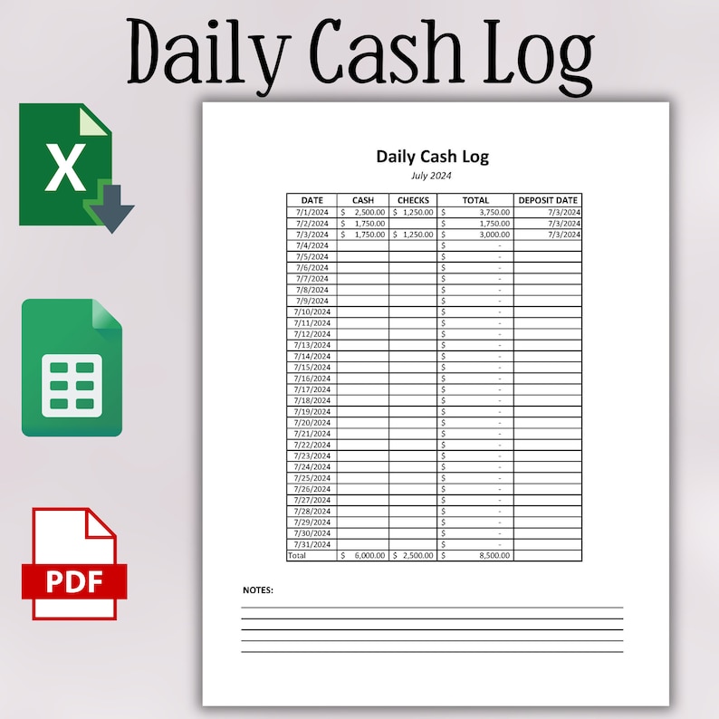 Bank Account Tracker Printable Form Bank Deposit Log Cash Log Book Cash