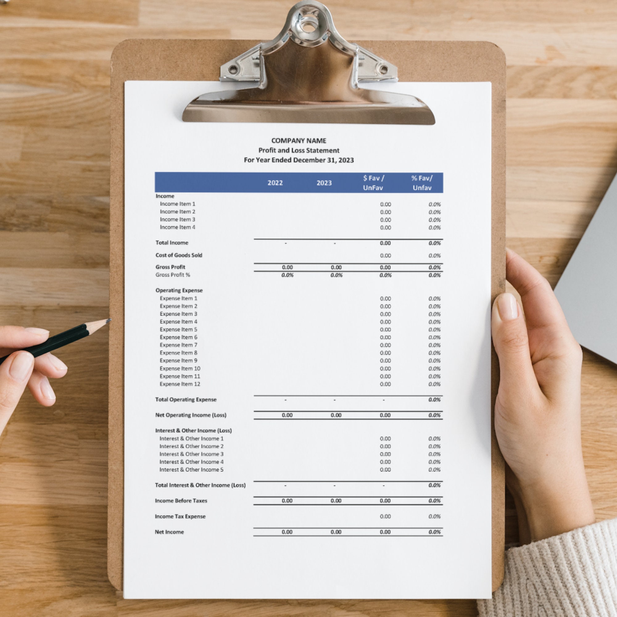 Profit and Loss Statement Template With Prior Year Comparison | Google ...