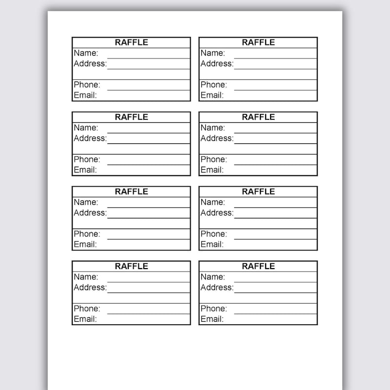 Printable Drawing Entry Forms - Etsy