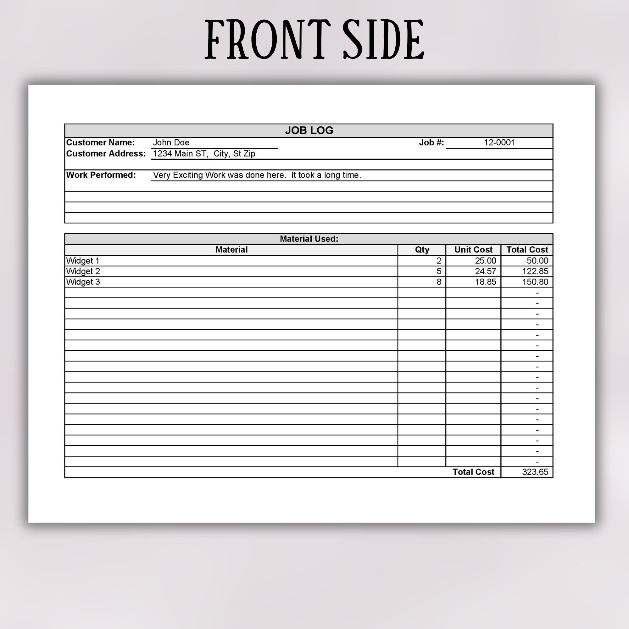 Construction Work Log: Job Scope, PDF, Excel, Google Sheets - Etsy