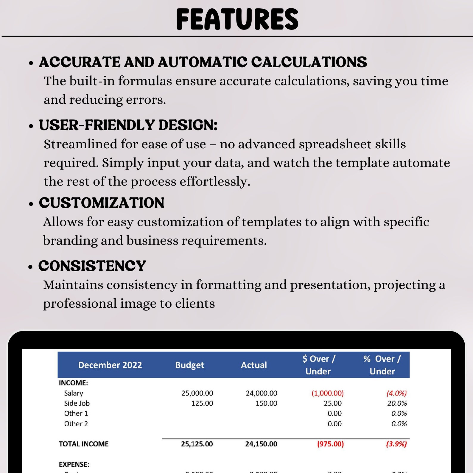 Profit and Loss Statement Template With Prior Year Comparison | Google ...