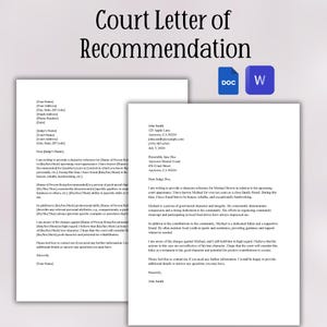 Carta de Referencia de Carácter / Carta de Carácter Judicial / Carta de Recomendación de Carácter para Juez / Carta al Juez / Plantilla de Trabajo