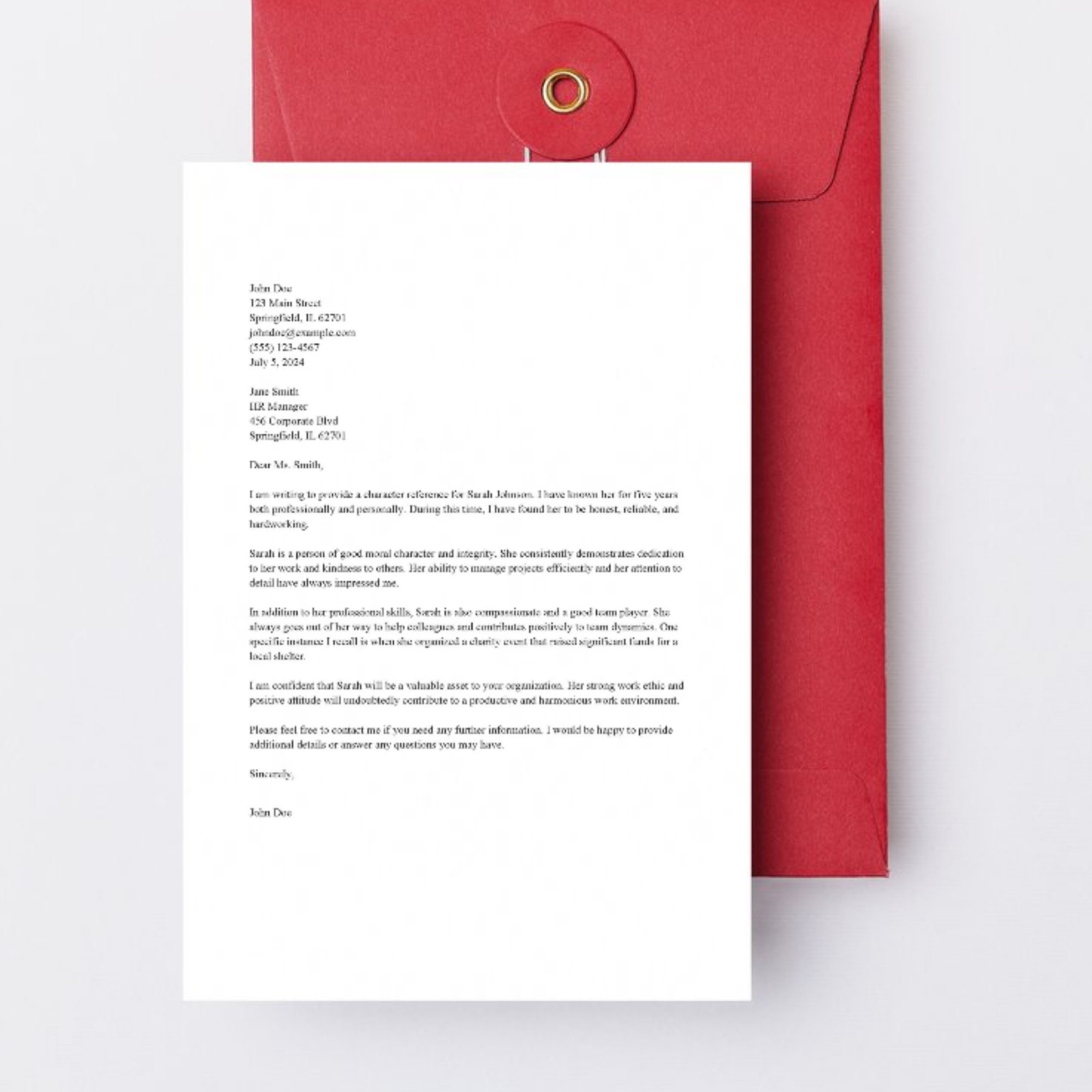 Character Reference Letter Template | Job Recommendation Letter ...