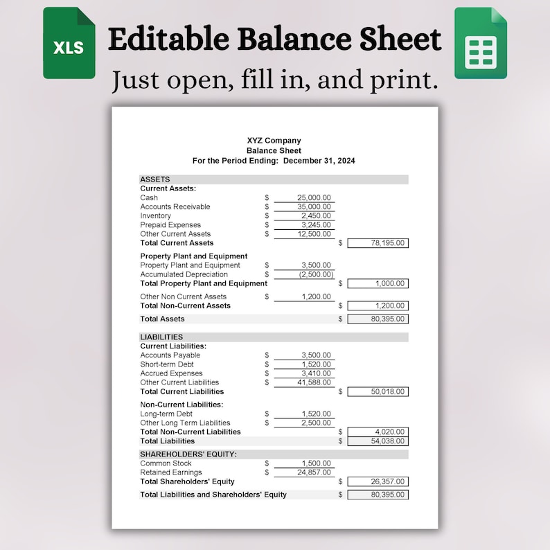 Editable Balance Sheet | Balance Sheet Template | Balance Sheet in ...