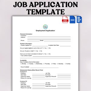 Job Application Form | New Employee Form | Job Application Template | Employment Form | Employee Application Template | HR New Hire Forms